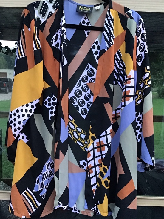 Bob Mackie Jackets & Blazers - Bob Mackie Geometric Print Open Kimono Jacket - Multicolor